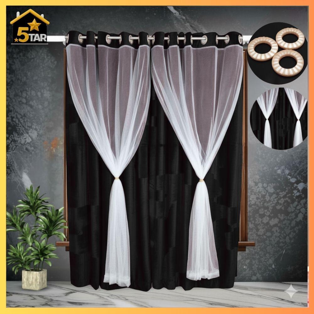 12 অরিজিনাল কোরিয়ান ভেলভেট Black কালার ৬ কুচি পর্দা। - Image 1