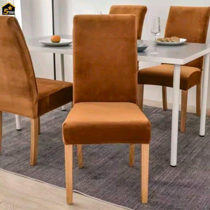 Korean Velvet ক্যামেল কালার চেয়ার কভার। - Image 1