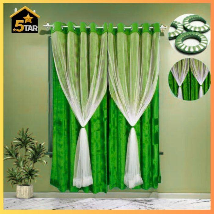 অরিজিনাল আইস ভেলভেট Green কালার ৬ কুচি পর্দা। - Image 1