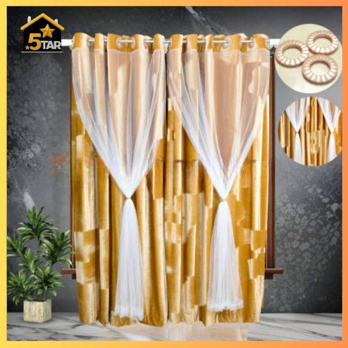 অরিজিনাল আইস ভেলভেট Golden কালার ৬ কুচি পর্দা। - Image 2