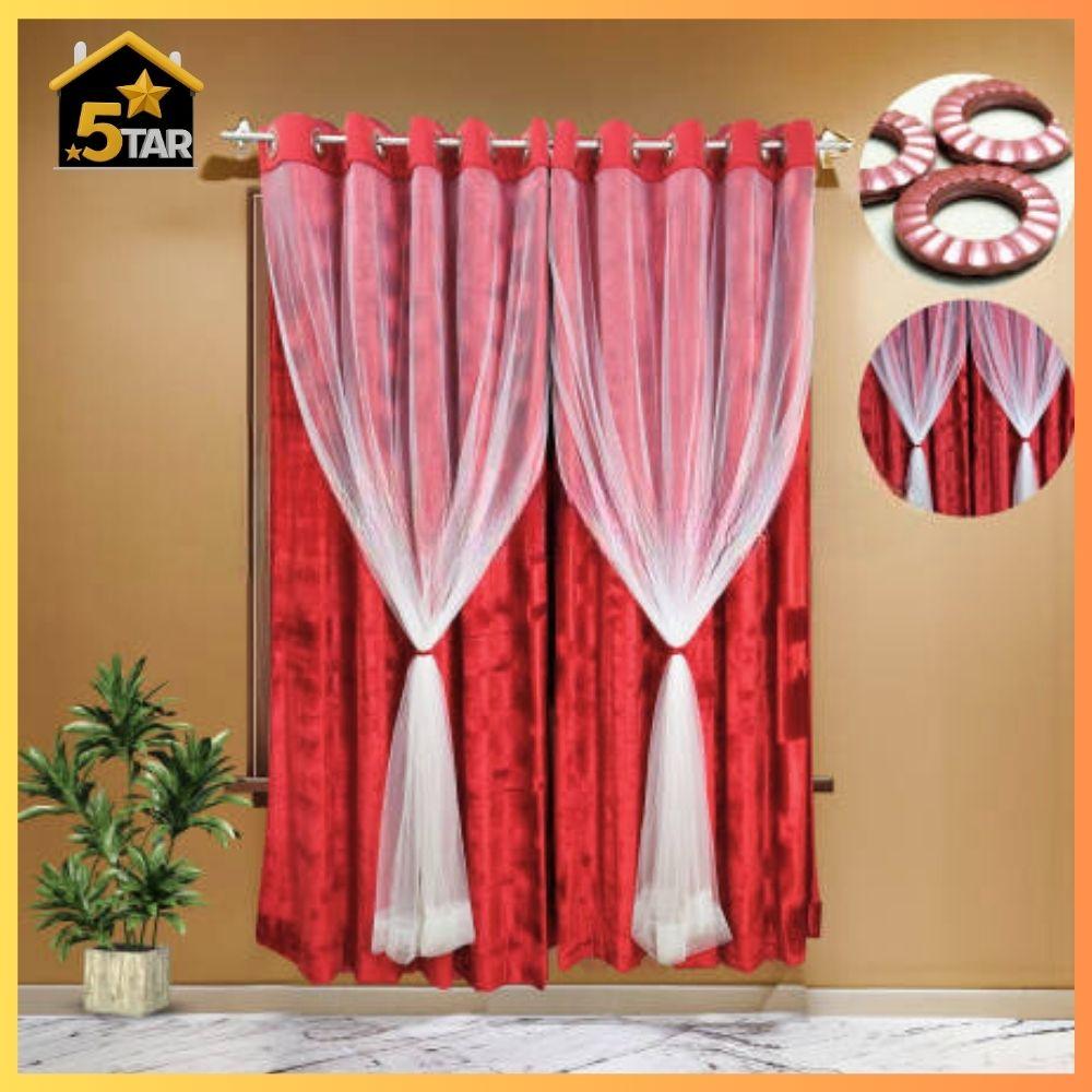 আইচ ভেলবেট অরিজিনাল আইস ভেলভেট Maroon কালার ৬ কুচি পর্দা। - Image 1
